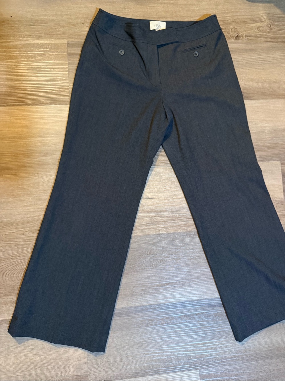 LOFT Petites Charcoal Gray Wide-Leg Dress Pants
